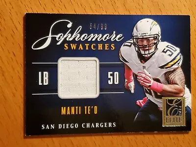 2014 Elite Sophomore Swatches #13 Manti Te'o Chargers Jersey #'d 54/99 • $8.79