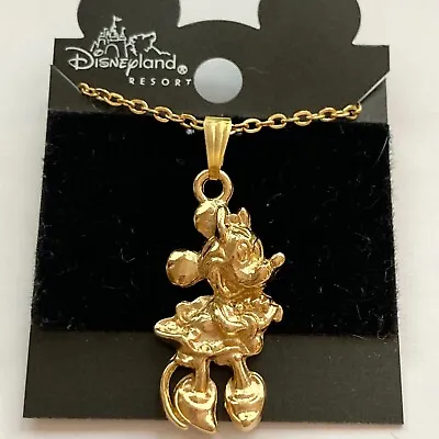 Vintage Disney Minnie Mouse Necklace Pendant Gold Plated 20  Disneyana Mickey • $12.99