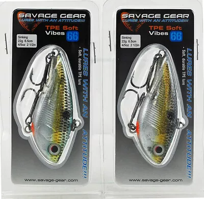 (lot Of 2) Savage Gear 2-1/2  Tpe Soft Vibe 66 4/5oz Sfv-66-ss Sexy Shad L7402 • $0.99