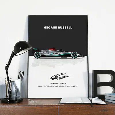 George Russell Signed Print Photo Poster Mercedes 2022 Framed F1 Formula One 1 • £24.99