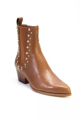MICHAEL Michael Kors Womens KINLEE Astor Stud Leather Booties Luggage Size 8 • $82