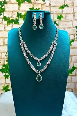 Indian Bollywood Bridal Set Gold Plated Jewelry Earrings CZ Ethnic AD Necklace • $29.36