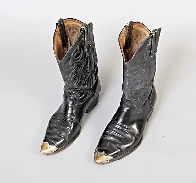 Vintage Black Leather Men's Cowboy Boots • $125