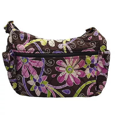 Vera Bradley Shoulder Bag Medium Size Brown Floral Adjustable Strap Purse  • $19.99