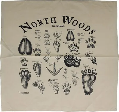 North Woods Field Guides Bandana Animal Tracks Of North America Cotton Tan • $13.19