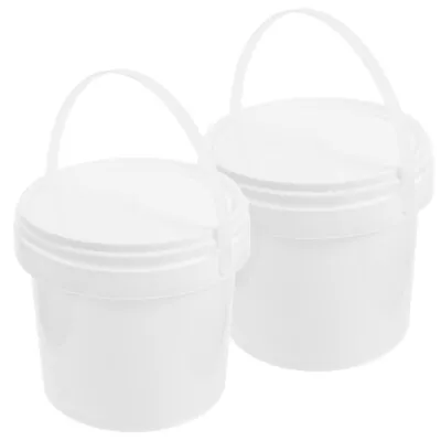 White Plastic Bucket With Handle Lid For Paint Toys And Fish - 2L (2pcs)-RP • £10.28