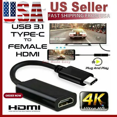 USB-C Type C To HDMI Adapter USB 3.1 For MHL Android Phone Tablet Black & White • $5.84