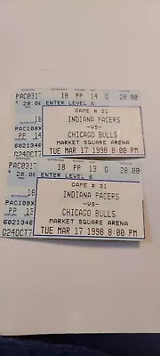Michael Jordon 2 Chicago Bulls Ticket Stub Vs Indiana Pacers 1998 March 17 • $75