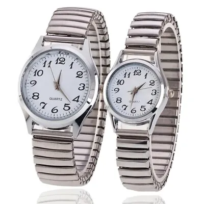 Large Or Small White Face Expandable Silver Stainless Steel Bracelet Watch • £8.99