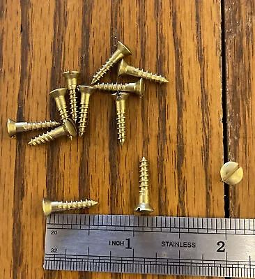 Wood Screws Brass 5 X 5/8” Slotted Oval Head Great For Brass Rosettes & Keyholes • $12.50