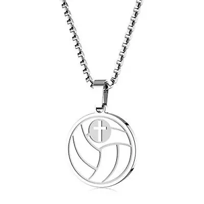 Sports Athletes Volleyball Pendant Bible Verse From Luke 1:37 “For With God ... • $19.97