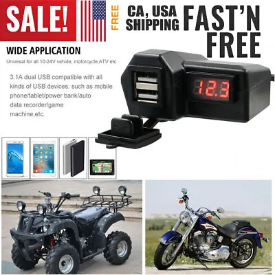 Dual USB Motorcycle Handlebar Socket Waterproof Phone Charger Cigarette Lighter/ • $8.72