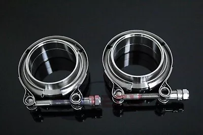 2PCS Stainless Steel Turbo Exhaust Pipe V-Band 2.5'' Inch Flange & Clamp Kit • $31.70