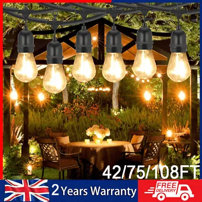 £18.99 • Buy 108FT Festoon String Lights Mains Powered Outdoor Garden Globe 30 LED E27 Bulbs