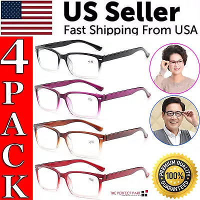 Reading Glasses Mens Womens Unisex Readers 4 PACK Square Frame New Style Quality • $6.99