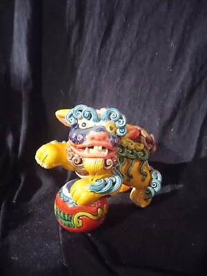 4.5  Chinese WuCai Porcelain FengShui Foo Dog Evil Guardian Lion Beast Chipped • $50