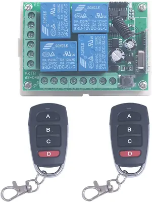 12V 4 Channel Wireless Remote Control Switch Transmitter Receiver Momentary Togg • $26.76