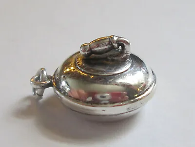 Vintage 1950's Fine Silver CURLING STONE Charm • $12