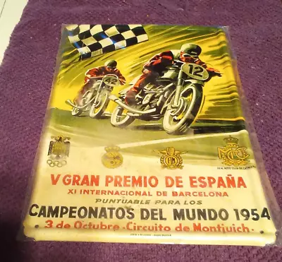 Spain Grand Prix Motorcycle Race Tin Sign 1954 Motorcycle Sign • $4.95