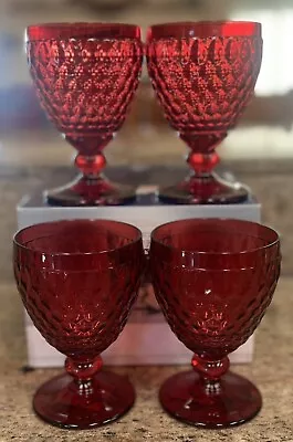 Villeroy & Boch Boston Red Crystal Water Goblet Glasses ~Set Of 4 New In Box • $59.95