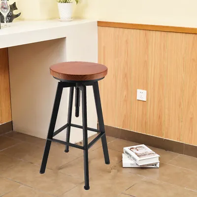 Vintage Bar Stool Tall Kitchen Stool Breakfast High Chair Home Wooden Adjustable • £44.29