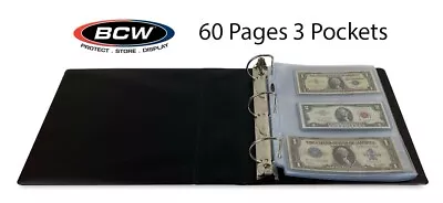 60 Clear Album Pages 3 Pockets Currency Sheets Banknote Bill PVC FREE Fit 3 Ring • $24.90