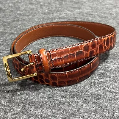 Jos A. Bank Brown Embossed Mens Leather Belt Sz 40 Solid Brass Buckle • $14.99