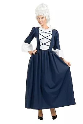 Colonial Lady Martha Washington Blue Fancy Dress Halloween Deluxe Adult Costume • $58.95