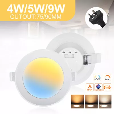 10-60pcs LED Downlight Kit 75/90mm Cutout 4W/5W/9W Dimmable 3CCT Changeable IP44 • $45.99