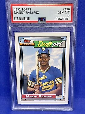 1992 Topps Manny Ramirez 156 RC PSA 10 • $65