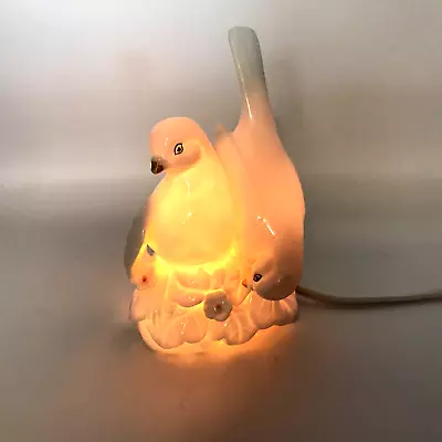 Vintage White Doves Birds Perfume Lamp I.W. Rice Irice Ceramic Dove Night Light • $49.95
