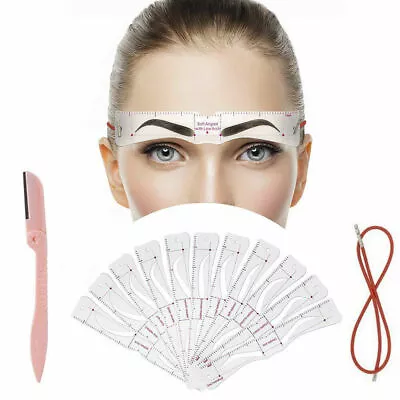 14Pcs Eyebrow Stencils Shaper Grooming Kit Brow Make-Up ReusableTemplateTools UK • £3.99