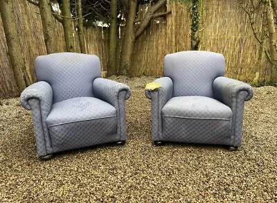 Antique Chesterfield Edwardian 2 X Armchairs Reupholstery Howard Style • £160