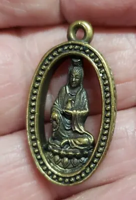 Guan Yin Quan Im Goddess Brass Charm Pendant Amulet Luck Chinese • $34.99