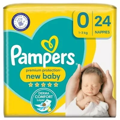 Pampers Size 0 Nappies  24 Newborn Nappies  3kg ( 6.6 Lbs)  • £14.99