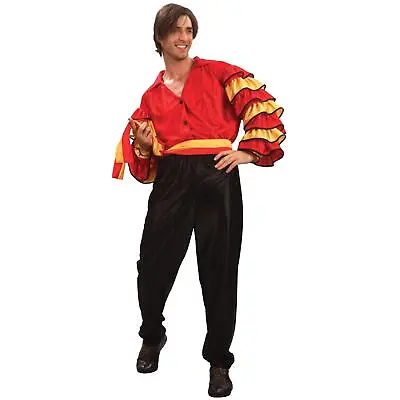 Men's Cuban Spanish Theme Multicoloured Exotic Fancy Dress Rumba Man Costume • £22.14