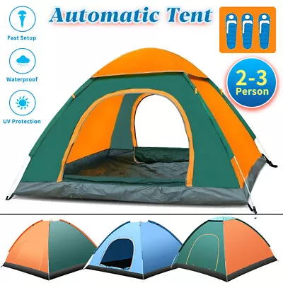 2-3 Person Man Family Tent Instant Pop Up Tent Outdoor Camping Hiking Festival • £17.99