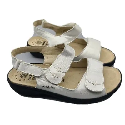 Mephisto Mobils Women Sandals Getha Comfort Pearl Silver Adjustable Sz 7 37 New • $85