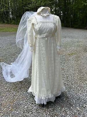 Vintage Eyelet Wedding Dress Prairie Cottage Boho • $95