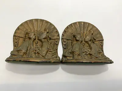 Japanese Vintage Bookends Solid Bronze Kissing Oriental Couple Heavy Thai 4.75  • $47.30