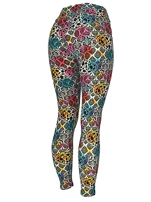 Moroccan Lamp Multi Pattern Leggings Cream Bckgrnd- One Size Tall & Curvy Diva • $14.97