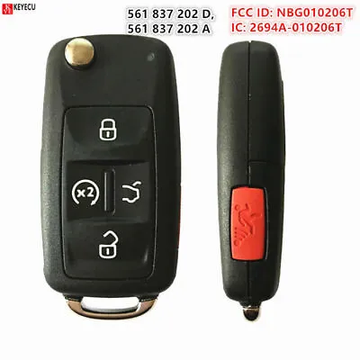 Flip Remote Key Fob 4+1 5 Button 561837202D 561837202A NBG010206T For Volkswagen • $16.71