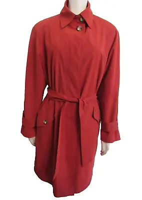 Talbots Womens Trench Spy Fall Red Over Coat Tie Belt Long Sleeve S Vint. • $24.99