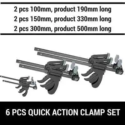 *6pcs Quick-grip One Handed Bar Clamp F Clamp Hand Trigger Action Clamp 6pcs Set • $49.99