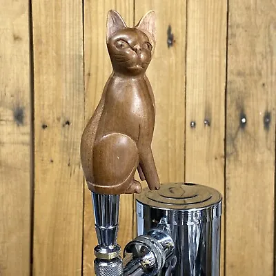 Cat Beer Mini Tap Handle Wood MCM Carved Figure 50’s 60’s Kegerator Keg • $59.99