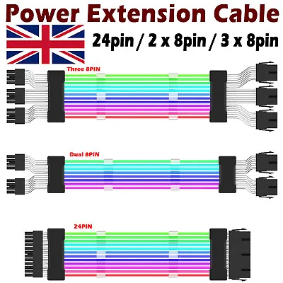 £14.87 • Buy Power Supply Extension Cable A-RGB ATX 24Pin PCIe GPU Dual Triple 8-Pin (6+2pin)
