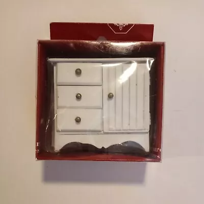 Dollhouse Cabinet Buffet W/ Working Drawer / Door WHITE 1:12 Scale Miniature New • $14.95