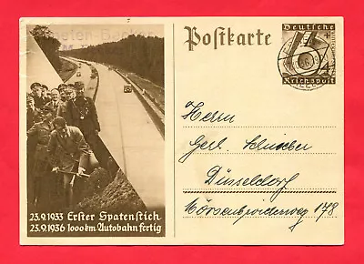 Original German Pre WWII Post Card H1tler Starting Autobahn Construction 1936 • $14.99