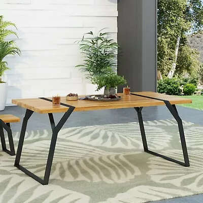 Pepple Outdoor Acacia Wood Dining Table Teak And Black • $77.85