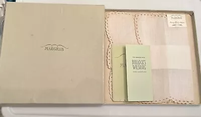 Vtg MARGHAB Madeira Handkerchief  Simple Eyelet 862 Bullock’s Wilshire Box • $19.99